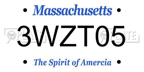 3WZT05 Massachusetts License Plate