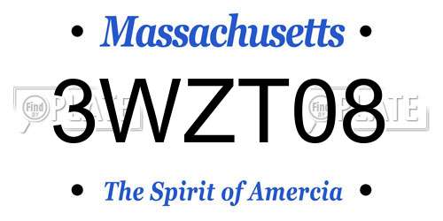 3WZT08 Massachusetts License Plate