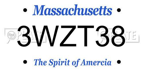 3WZT38 Massachusetts License Plate
