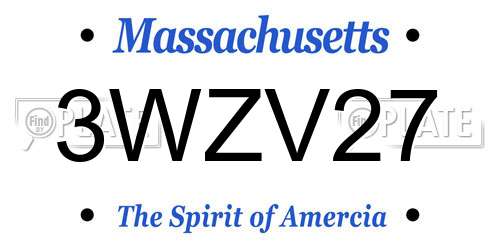 3WZV27 Massachusetts License Plate
