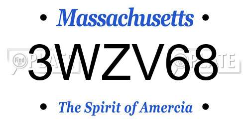 3WZV68 Massachusetts License Plate