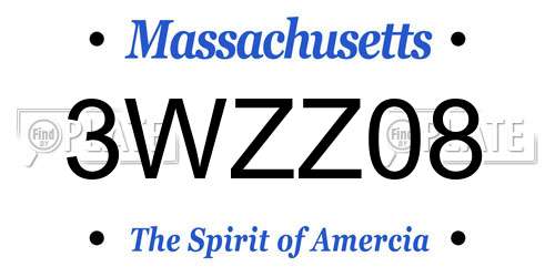 3WZZ08 Massachusetts License Plate
