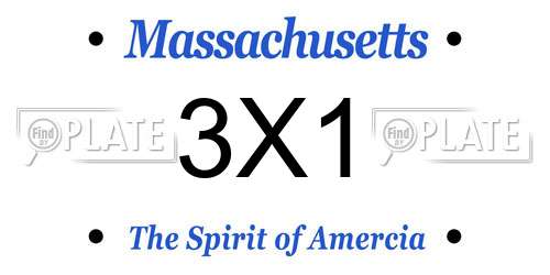 3X1 Massachusetts License Plate