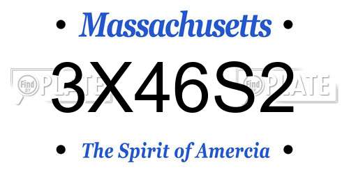 3X46S2 Massachusetts License Plate