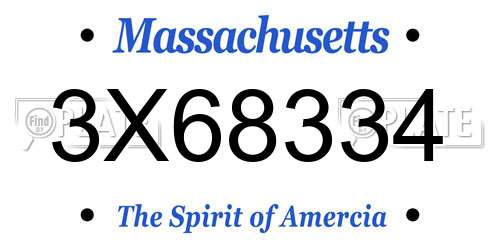 3X68334 Massachusetts License Plate