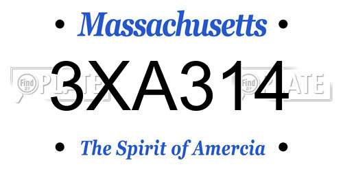 3XA314 Massachusetts License Plate