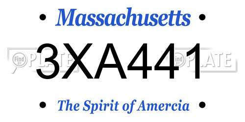 3XA441 Massachusetts License Plate