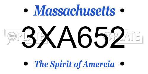 3XA652 Massachusetts License Plate