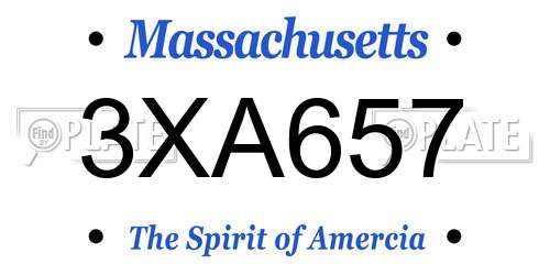 3XA657 Massachusetts License Plate