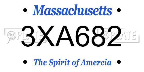 3XA682 Massachusetts License Plate