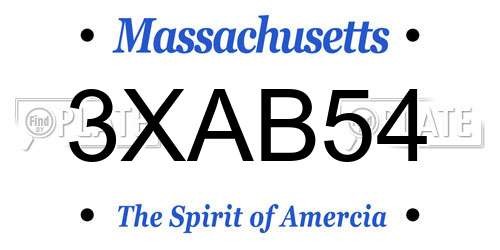 3XAB54 Massachusetts License Plate