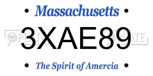 3XAE89 Massachusetts License Plate
