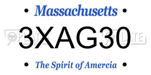 3XAG30 Massachusetts License Plate
