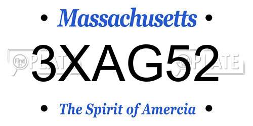3XAG52 Massachusetts License Plate