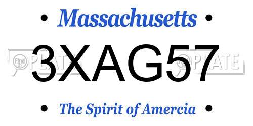 3XAG57 Massachusetts License Plate