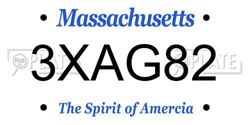 3XAG82 Massachusetts License Plate
