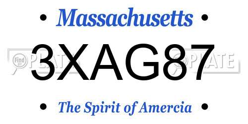 3XAG87 Massachusetts License Plate