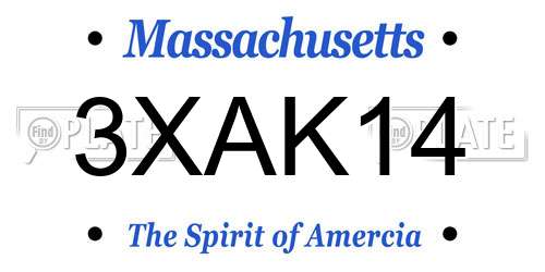 3XAK14 Massachusetts License Plate