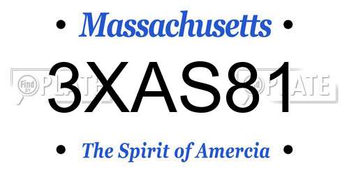 3XAS81 Massachusetts License Plate