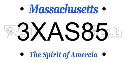 3XAS85 Massachusetts License Plate