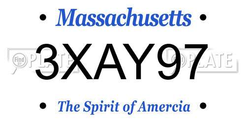 3XAY97 Massachusetts License Plate