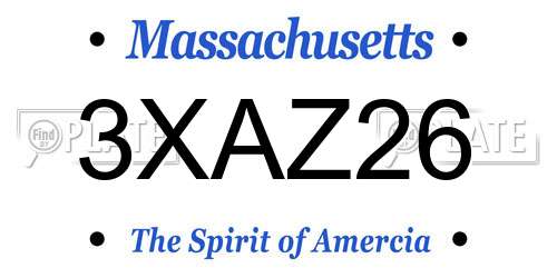 3XAZ26 Massachusetts License Plate