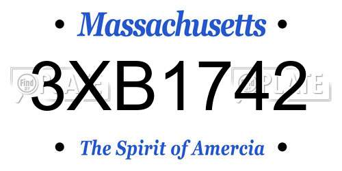 3XB1742 Massachusetts License Plate