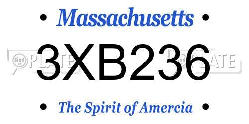 3XB236 Massachusetts License Plate