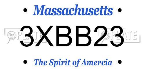 3XBB23 Massachusetts License Plate