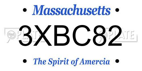 3XBC82 Massachusetts License Plate