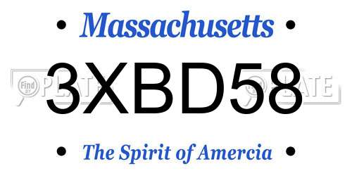 3XBD58 Massachusetts License Plate