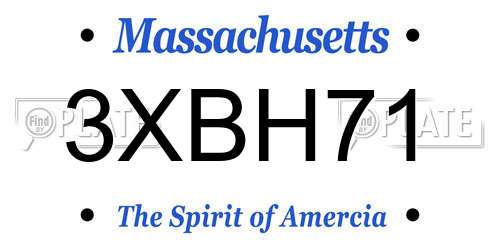 3XBH71 Massachusetts License Plate