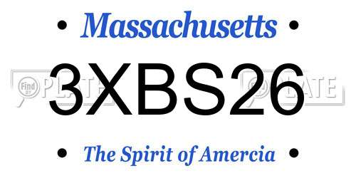 3XBS26 Massachusetts License Plate