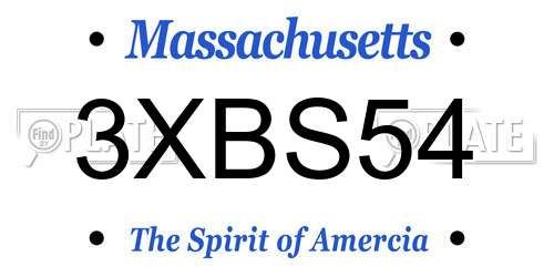 3XBS54 Massachusetts License Plate