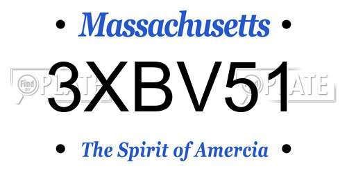 3XBV51 Massachusetts License Plate