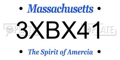 3XBX41 Massachusetts License Plate
