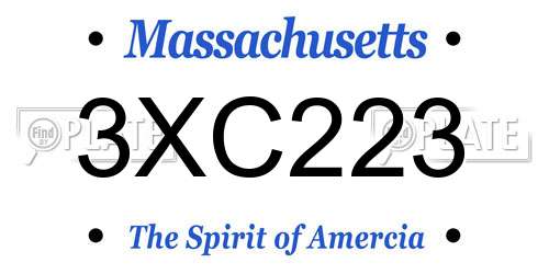3XC223 Massachusetts License Plate
