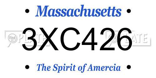 3XC426 Massachusetts License Plate