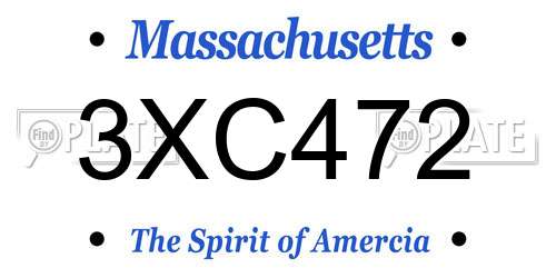 3XC472 Massachusetts License Plate