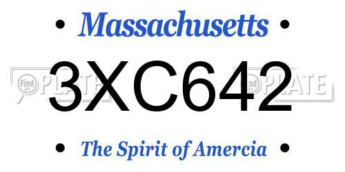3XC642 Massachusetts License Plate