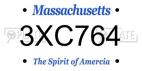 3XC764 Massachusetts License Plate
