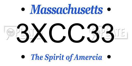 3XCC33 Massachusetts License Plate