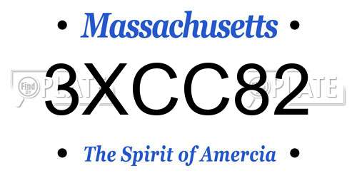 3XCC82 Massachusetts License Plate