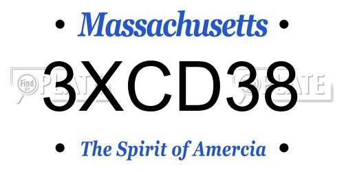 3XCD38 Massachusetts License Plate