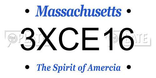 3XCE16 Massachusetts License Plate
