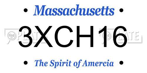 3XCH16 Massachusetts License Plate