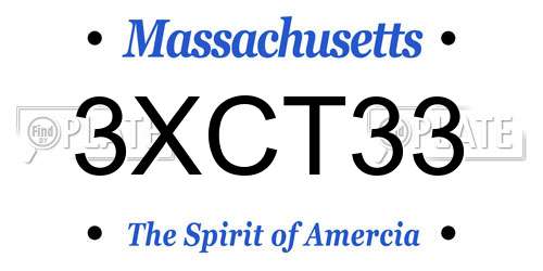 3XCT33 Massachusetts License Plate