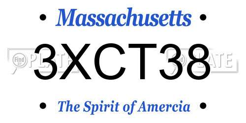 3XCT38 Massachusetts License Plate