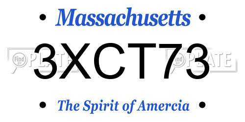 3XCT73 Massachusetts License Plate