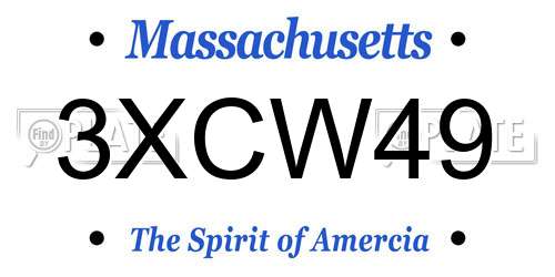 3XCW49 Massachusetts License Plate